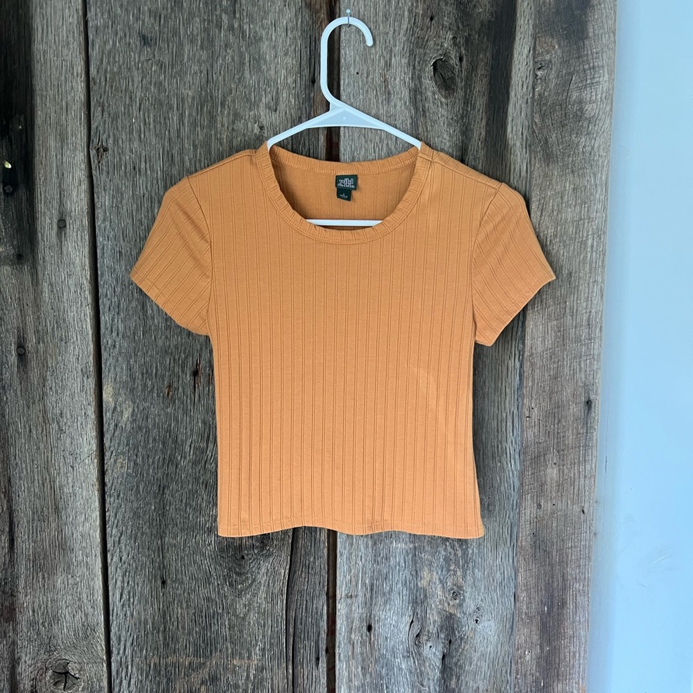 Wild Fable Orange Ribbed Crop T-Shirt